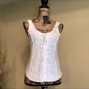 ~Free People~ white lace up and tie string top